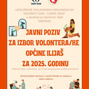 Javni poziv za izbor volontera/ke općine Ilijaš za 2025. godinu