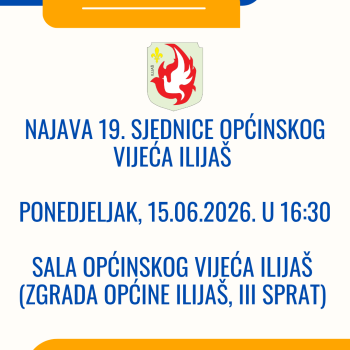 Najava 19. redovne sjednice Općinskog vijeća Ilijaš